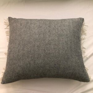 Ann Gish 22" x 18" fringed soft wool suiting accent pillow with insert zip close